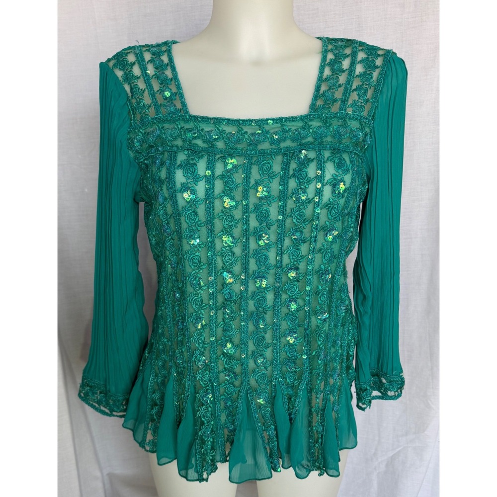 Pretty Angel Silk Blend Fairycore Whimsigoth Teal Green Romantic Sheer Small